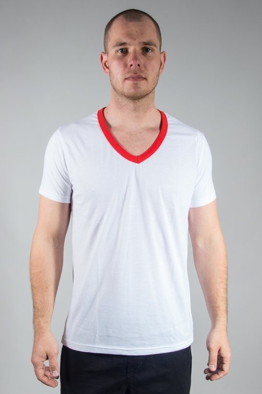 Koszulka Stoprocent Vneck17 White-Red