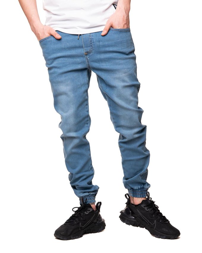 Spodnie Jeans Jogger Moro Sport Mini Paris Pocket 3D Effect Jasnoniebieskie