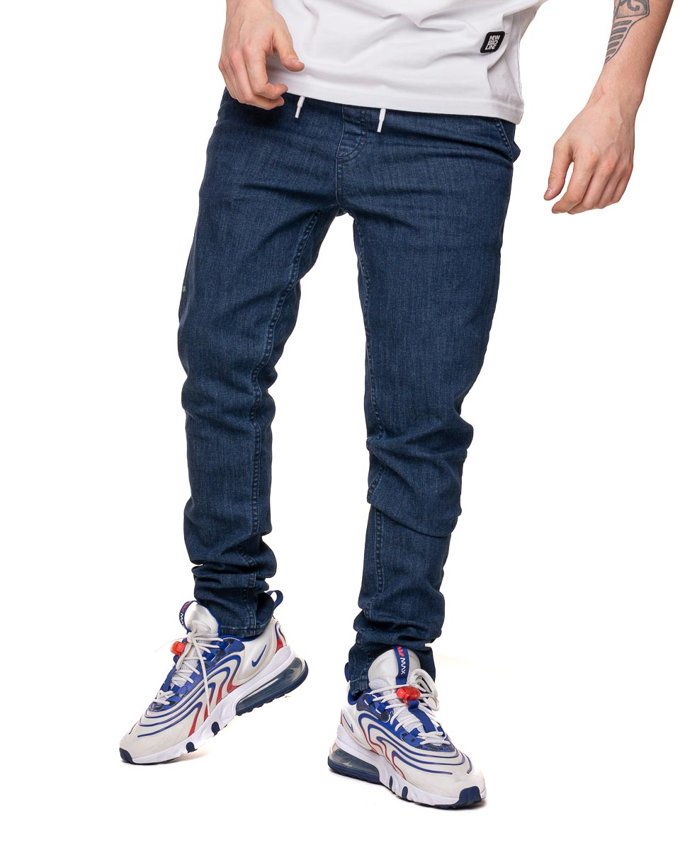 Spodnie Ssg Jeans Straight Fit Z Gumą Niebieskie